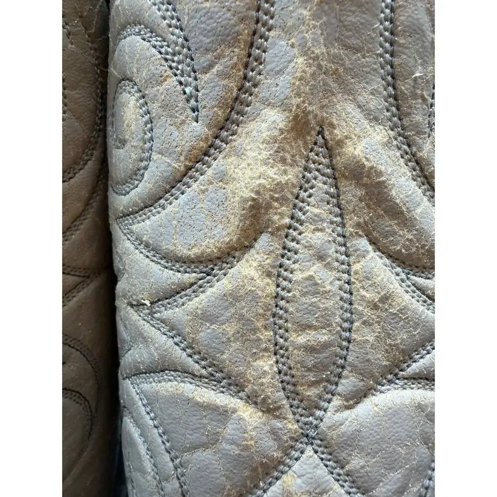 Vintage Leather Western Cowboy Boots Snake Print Men US 8 D USA